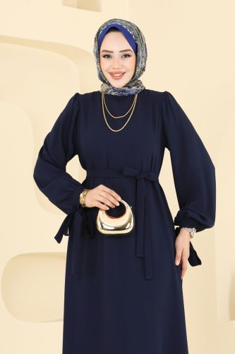 moda selvim Dress 7121BG354 Navy Blue - Thumbnail