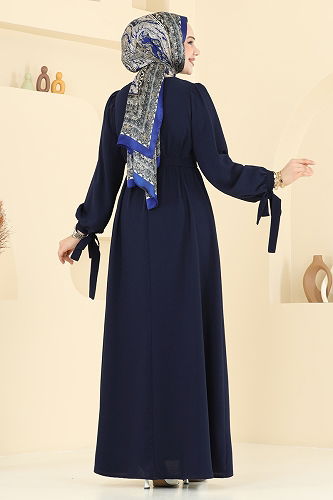 moda selvim Dress 7121BG354 Navy Blue - Thumbnail