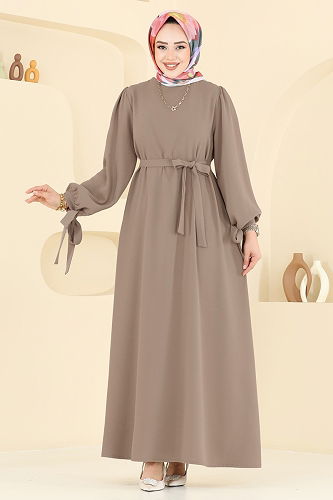 moda selvim الفستان بيج 7121BG354 - Thumbnail