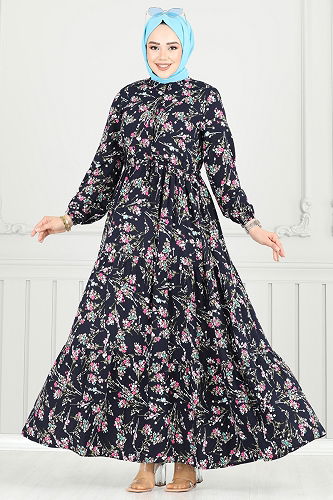 moda selvim الفستان كحلي 7122BG354 - Thumbnail