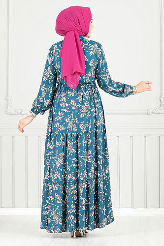 moda selvim الفستان بترولي 7122BGS895-M - Thumbnail