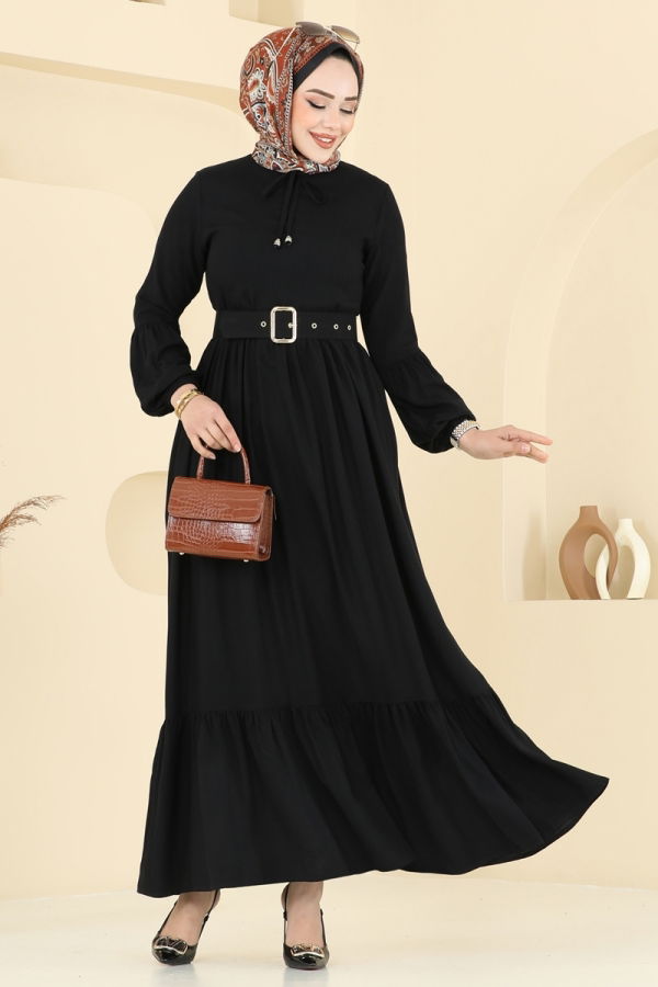 Modaselvim خصم صافٍ20%+20% في سلة التسوق الفستان أسود 7123BG354