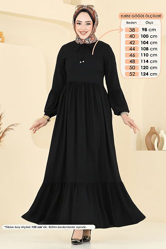 moda selvim الفستان أسود 7123BG354 - Thumbnail