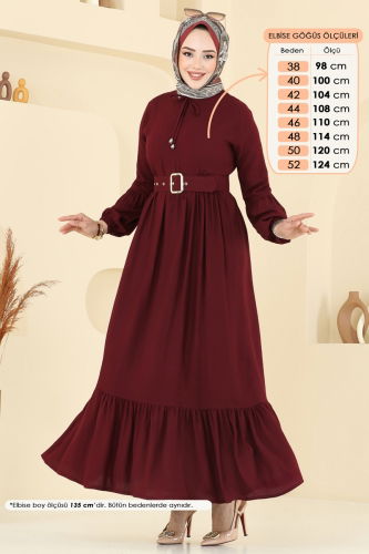 moda selvim الفستان خمري 7123BG354 - Thumbnail