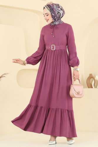 moda selvim الفستان وردي غامق 7123BG354 - Thumbnail