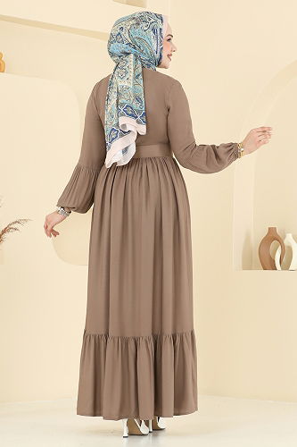 moda selvim الفستان بيج غامق 7123BG354 - Thumbnail