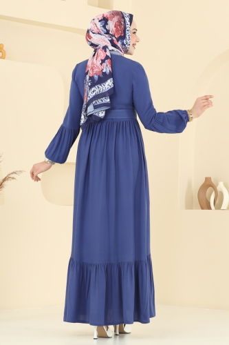 moda selvim Dress 7123BG354 Indigo - Thumbnail