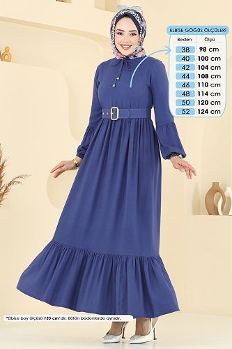 moda selvim الفستان ازرق 7123BG354 - Thumbnail