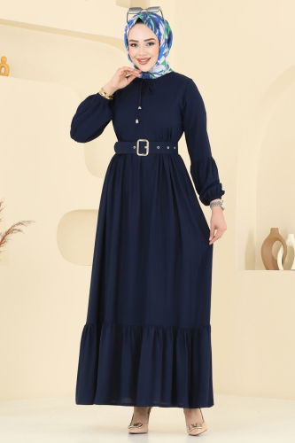 moda selvim Dress 7123BG354 Navy Blue - Thumbnail