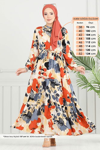 moda selvim الفستان رمادي غامق 7124BG354 - Thumbnail