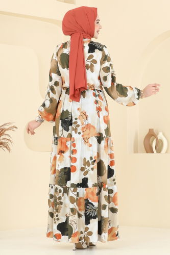 moda selvim Dress 7124BG354 Khaki - Thumbnail