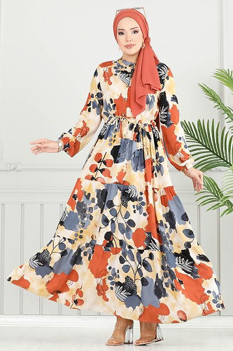 moda selvim Dress 7124ERK1158 Anthracite - Thumbnail