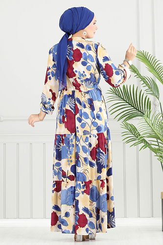 moda selvim الفستان خمري 7124ERK1158 - Thumbnail