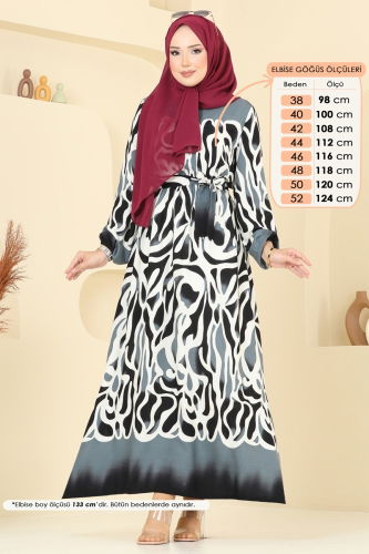 moda selvim الفستان أسود 7127BG354 - Thumbnail