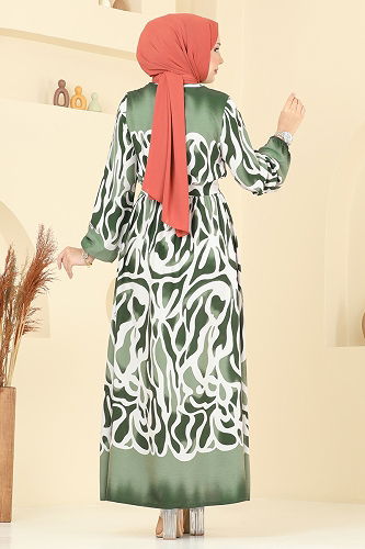 moda selvim Dress 7127BG354 Khaki - Thumbnail