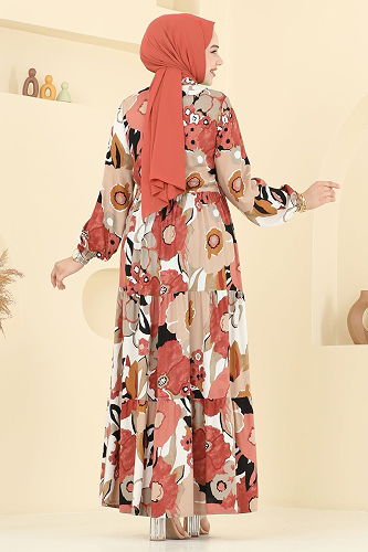 moda selvim الفستان تفاحي 7129BG354 - Thumbnail