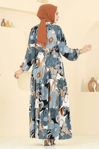 moda selvim Dress 7129ERK1158 Anthracite - Thumbnail