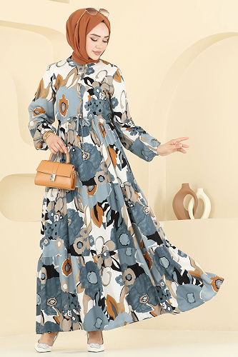 moda selvim Dress 7129ERK1158 Anthracite - Thumbnail