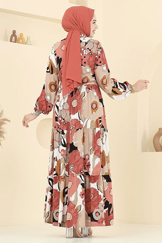 moda selvim Dress 7129ERK1158 Salmon - Thumbnail