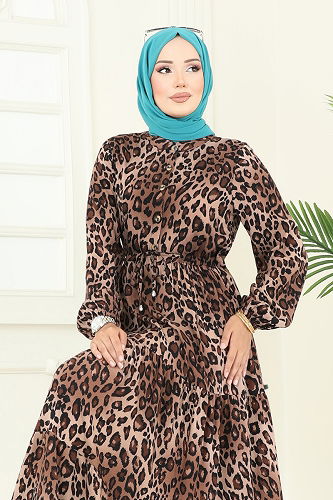 moda selvim Dress 7130ERK1158 Brown - Thumbnail