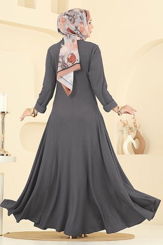 moda selvim Dress 7132ERK1158 Anthracite - Thumbnail