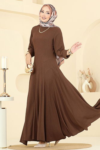 moda selvim Dress 7132ERK1158 Brown - Thumbnail
