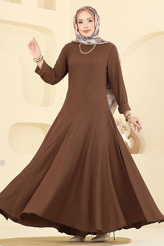 moda selvim Dress 7132ERK1158 Brown - Thumbnail