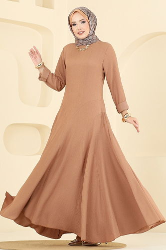 moda selvim Dress 7132ERK1158 Camel - Thumbnail