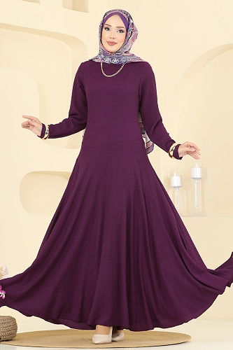 moda selvim Dress 7132ERK1158 Damson - Thumbnail