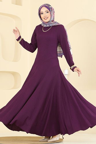 moda selvim Dress 7132ERK1158 Damson - Thumbnail