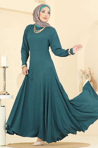 moda selvim Dress 7132ERK1158 Emerald - Thumbnail
