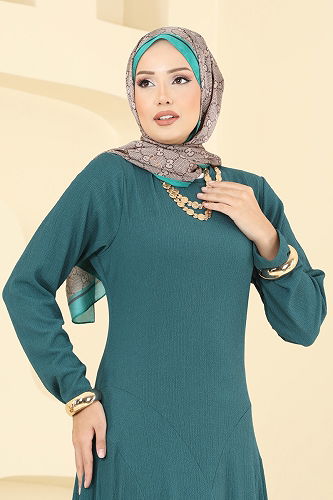 moda selvim Dress 7132ERK1158 Emerald - Thumbnail