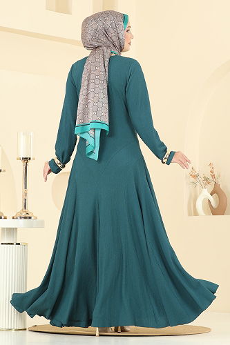 moda selvim Dress 7132ERK1158 Emerald - Thumbnail