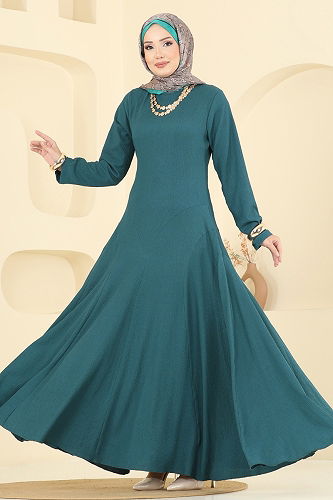 moda selvim الفستان زيتي 7132ERK1158 - Thumbnail