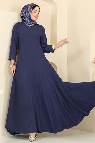 moda selvim Dress 7132ERK1158 Navy Blue - Thumbnail