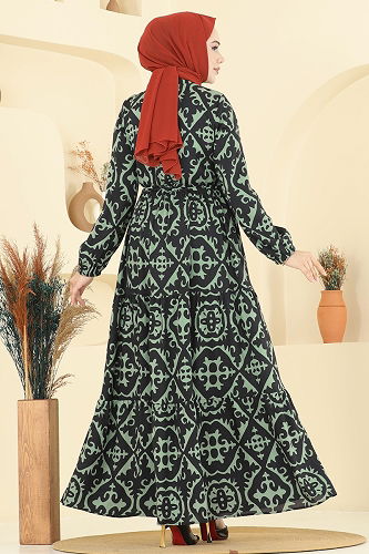 moda selvim Dress 7134ERK1158 Almond Green - Thumbnail