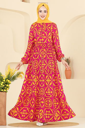 moda selvim Dress 7134ERK1158 Fuchsia - Thumbnail
