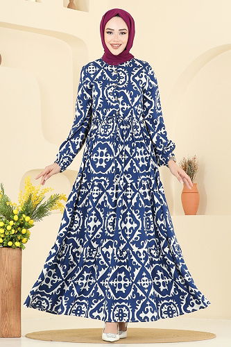 moda selvim الفستان كحلي 7134ERK1158 - Thumbnail