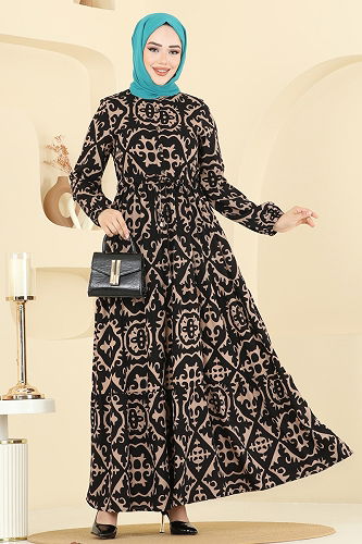 moda selvim الفستان بيج 7134ERK1158 - Thumbnail