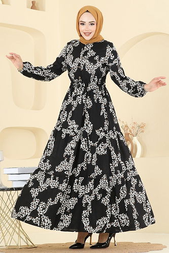 moda selvim Dress 7135ERK1158 Black - Thumbnail