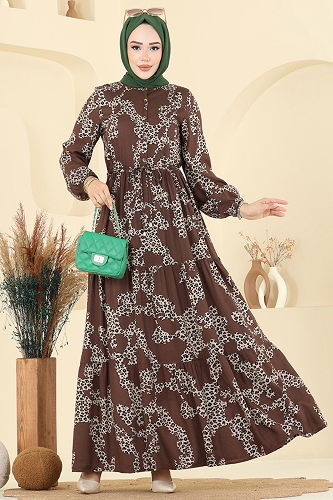 moda selvim Dress 7135ERK1158 Brown - Thumbnail