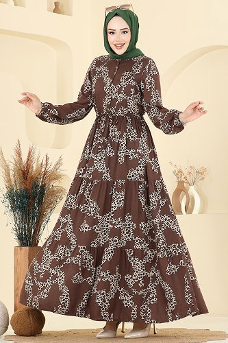 moda selvim Dress 7135ERK1158 Brown - Thumbnail