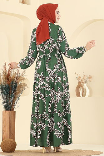 moda selvim Dress 7135ERK1158 Emerald - Thumbnail