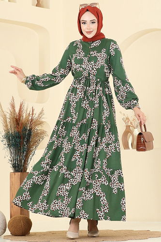 moda selvim الفستان زيتي 7135ERK1158 - Thumbnail