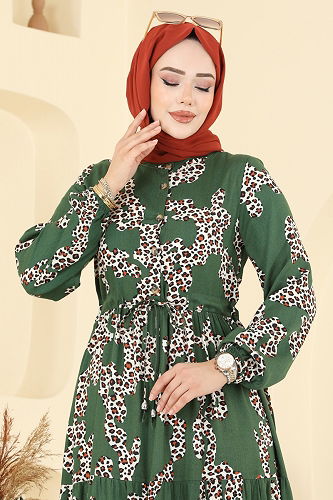 moda selvim الفستان زيتي 7135ERK1158 - Thumbnail