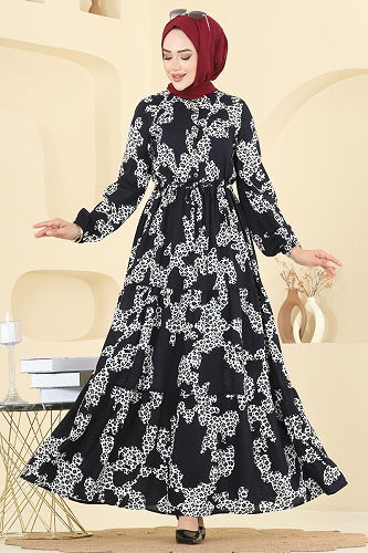 moda selvim Dress 7135ERK1158 Navy Blue - Thumbnail