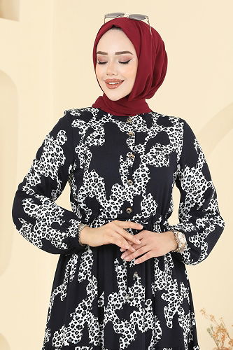 moda selvim Dress 7135ERK1158 Navy Blue - Thumbnail