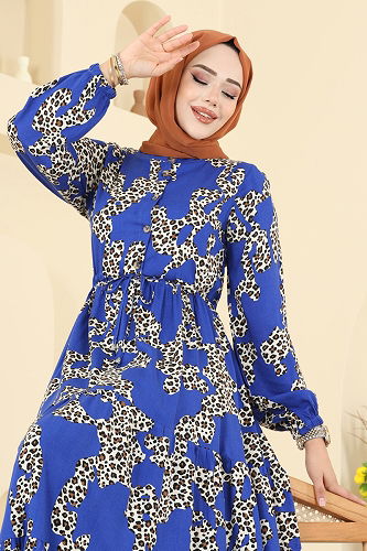 moda selvim Dress 7135ERK1158 Saxe - Thumbnail