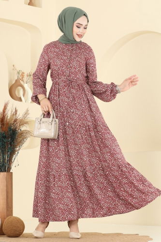 E.R.K. - Dress 7136ERK1158 Burgundy