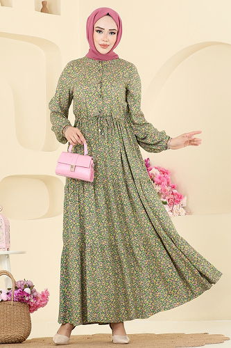 moda selvim Dress 7136ERK1158 Green - Thumbnail